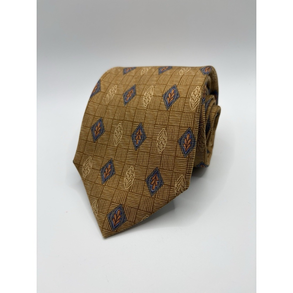 Vintage Robert Talbott Silk Necktie USA Brown Geometric Designer Tie
